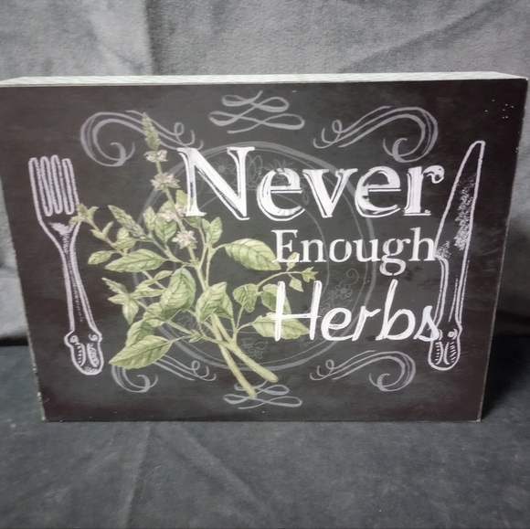 Blossom Bucket Never Enough Herbs Sign Size 8x6x1 NWT - Picture 3 of 9